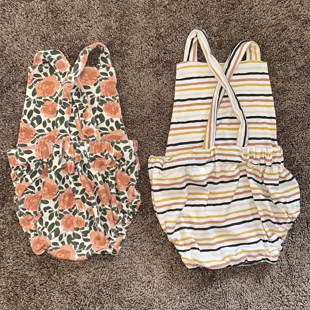 Rose & striped small shop coordinating romper twin set!